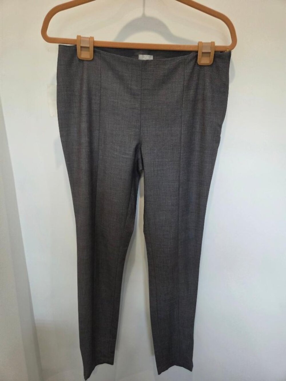 H & M New Charcoal Grey Side Zip Flat Front Skinny Pants with Elastane  10